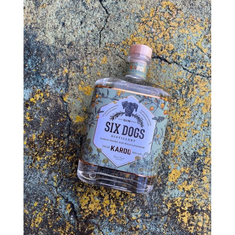 Six Dogs Karoo Gin- 50 cl -43 % ( Gaveske)