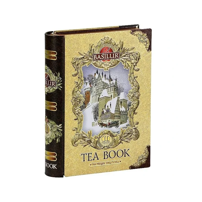 70209 BASILUR TEBOG Gold Tea Book Bind II Metal Ls Bladte 100g SORT MED SMAG (papaya, appelsin