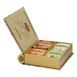 70332-Tebog metal Bouquet med 32 x 1,5 gr tebreve, grn te med forskellig smag