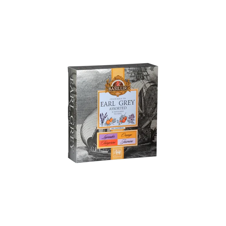 Teske med 10 x 4 tebreve ( Earl Grey ) smag med jasmin, mandarin, lavendel og appelsin