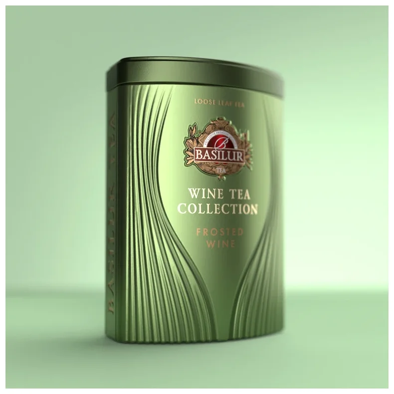 72342-4554 BASILUR Wine Tea Frosted Wine Metal D�se L�s sort te 75g