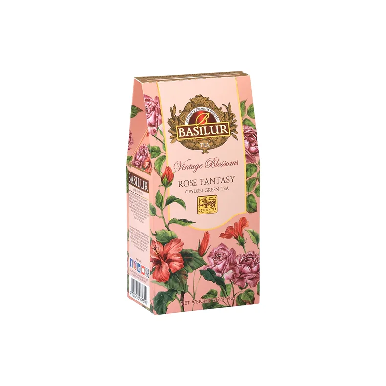 72154-4303 BASILUR Vintage Blossoms Rose Fantasy Refill Pakke 75g Grn Te med smag (rose &amp; hibiscus)