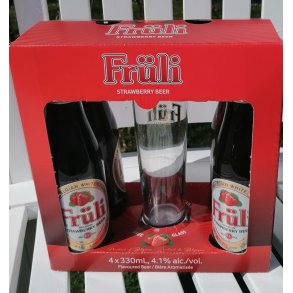 Frli gaveske 4 x 33 cl jordbrl + glas ,4,1 %, 33 cl