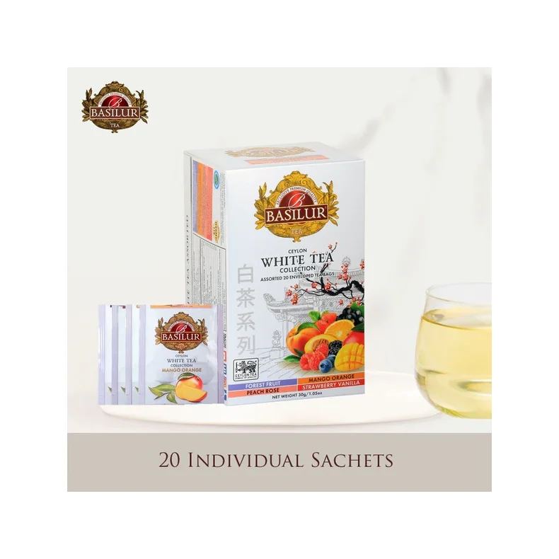72174-3999 BASILUR White Tea 4 slags Assorterede Gastro Tebreve 20x2g